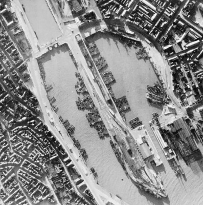 German invasion barges being assembled in Boulogne, France